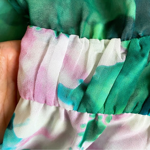 🦚 ZARA BOHO GREEN PINK MULTI FLORAL WIDE LEG JUMPSUIT! - Picture 9 of 16